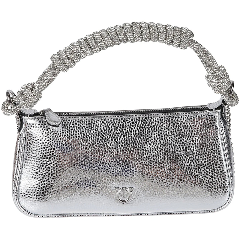 Pinko Fourre-tout Half Moon Mini Baguette Bag Metallic silber