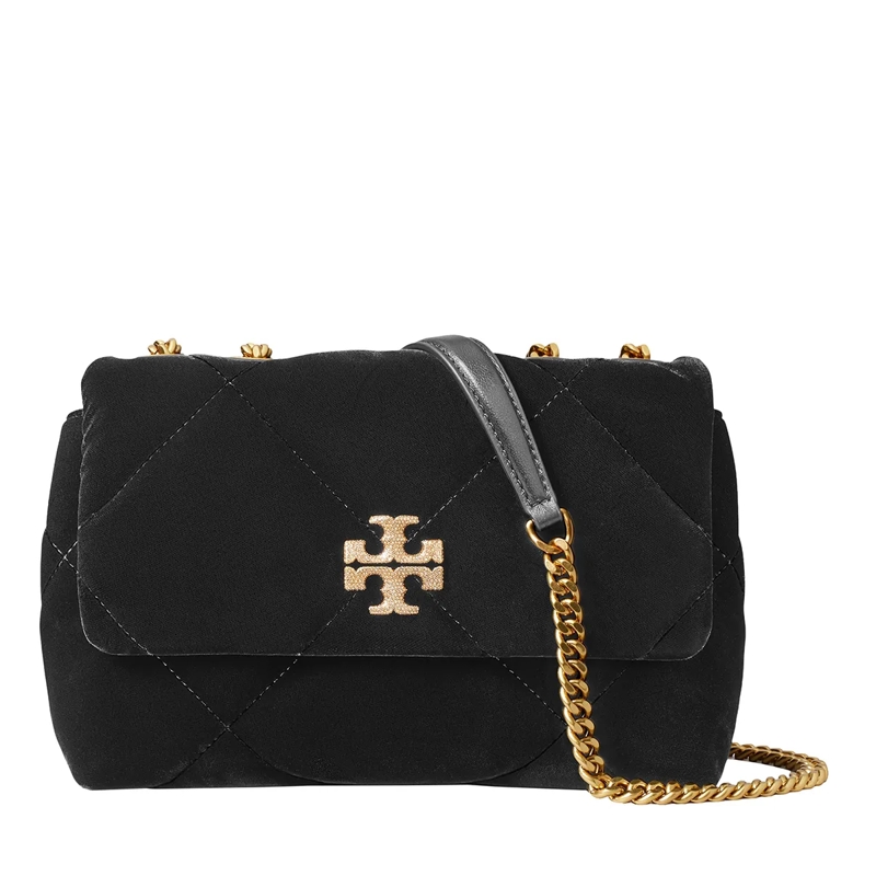 Tory Burch Crossbody Bag Kira Diamond Quilt Velvet Pave Small Convertible S Black