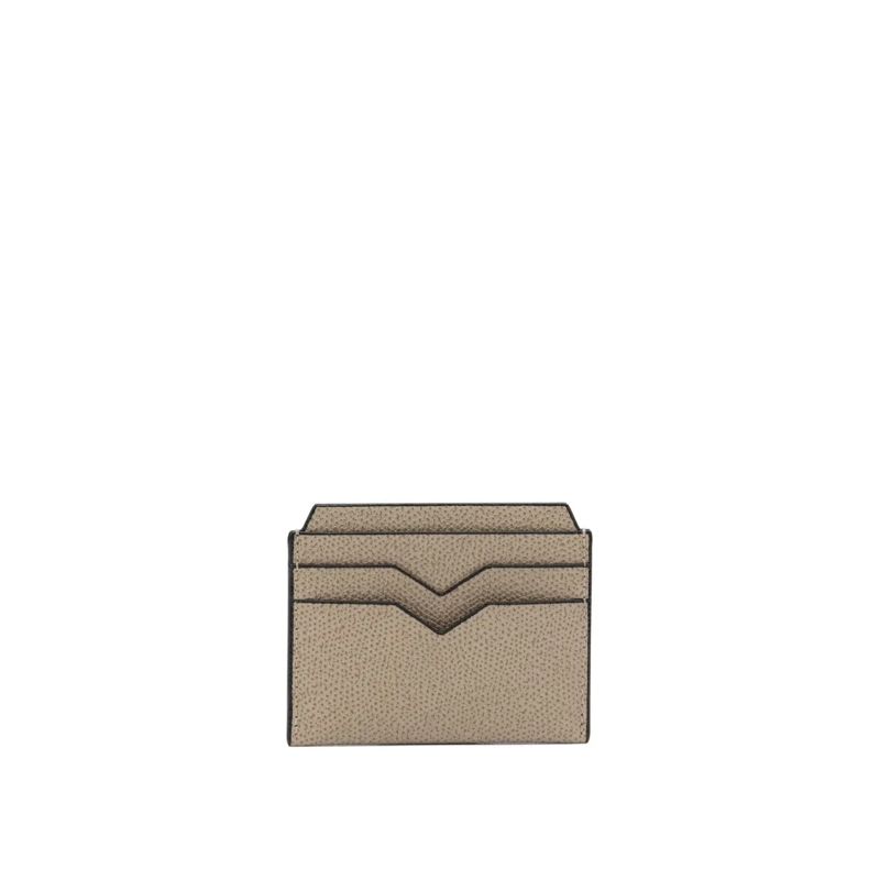 Valextra Porte-monnaie Millepunte Calfskin Leather Card Holder Neutrals