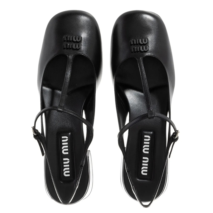 関税込！【MIU MIU】BLACK LEATHER PUMPS Miu Miu 50mm Leather Slingback Pumps | Black | FARFETCH UK