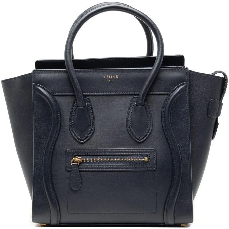 Celine Tote Micro Leather Luggage Tote blau