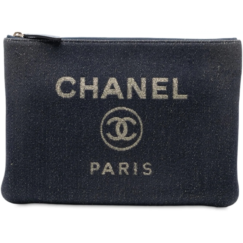 Chanel Clutch Medium Denim Deauville O Case Clutch blau