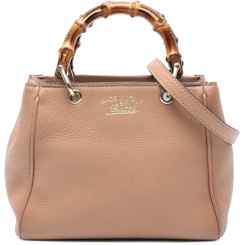 Gucci Schultertasche Mini Calfskin Bamboo Shopper Satchel rose