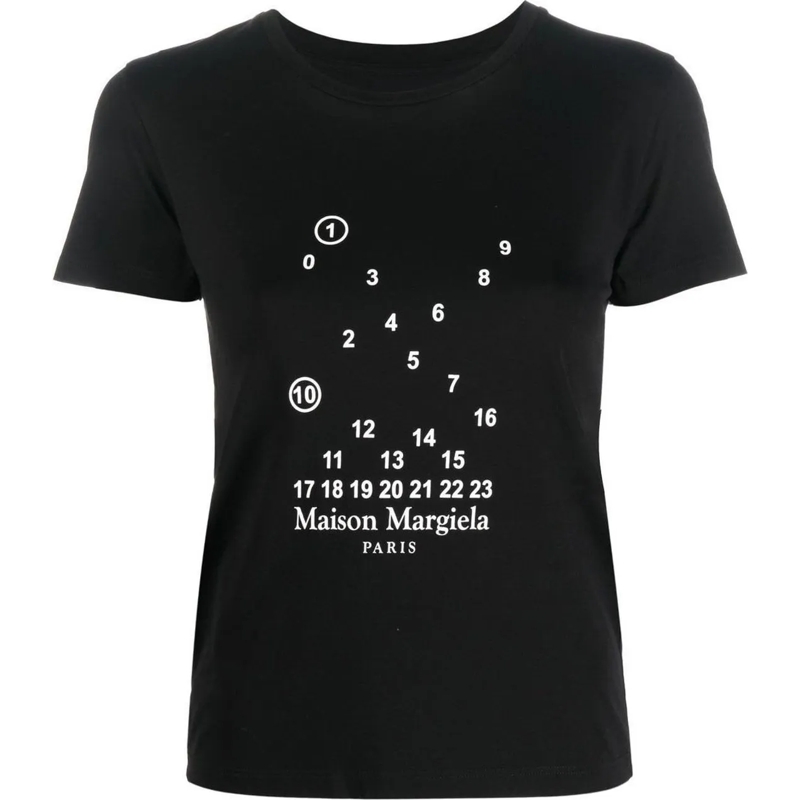 Maison Margiela Polohemd T-shirt in cotone nero con logo numerico schwarz