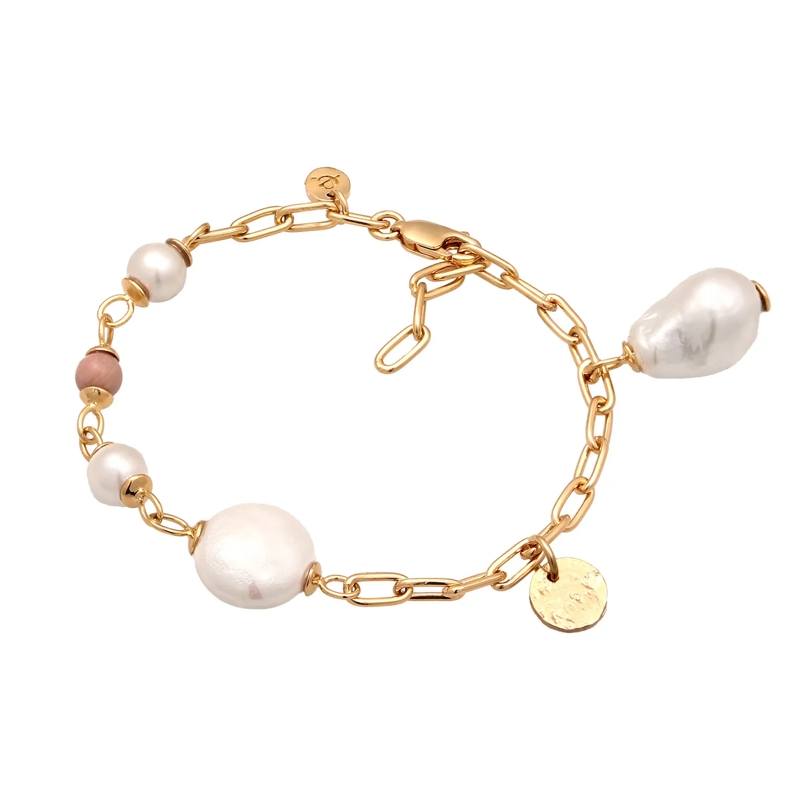 Elli Armband Armband Süßwasserzuchtperlen Rhodonite 925 Sterlin gold(Image 2)
