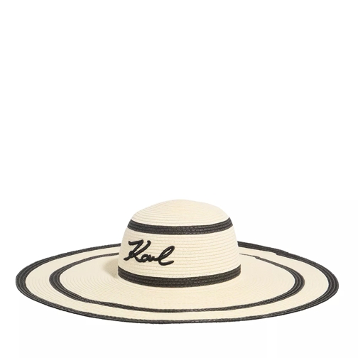 Karl Lagerfeld K/Signature Stripe Summer Hat Black Hoed