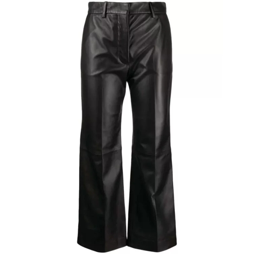 Joseph Talia Leather Cropped Trousers Black 