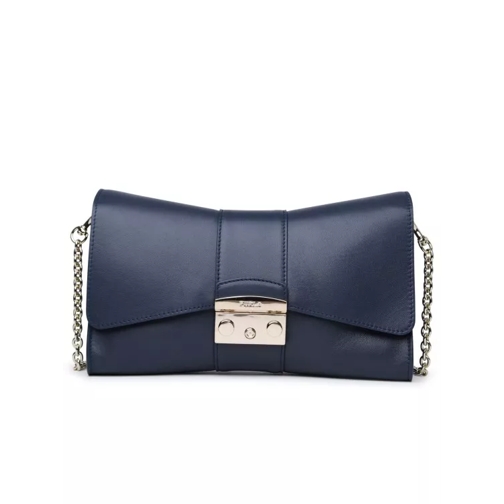 Furla Metropolis Remix' Blue Calf Leather Bag Blue Axelremsväska