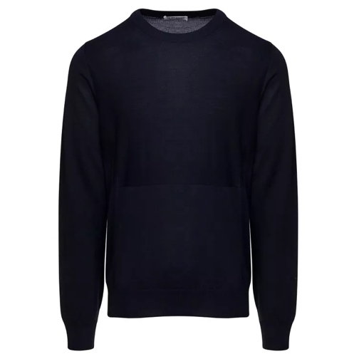 Jil Sander Blue Crewneck Sweater With Long Sleeves In Wool Blue 
