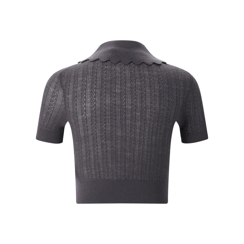 Self Portrait T-Shirt Shirt aus Strick grau(Image 2)