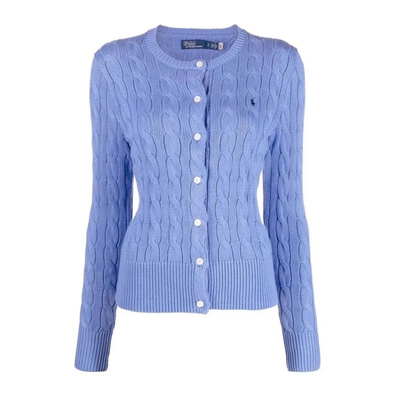 Polo Ralph Lauren Strickjacke Cable Knit Sweater With Button-Down Front Blue