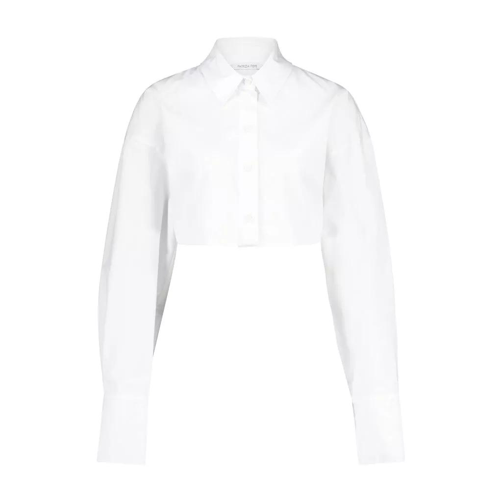 Patrizia Pepe - Crop Hemdbluse - Größe 38 - white