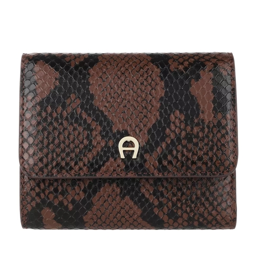 AIGNER Grazia Small Wallet Bitter Chocolate Brown Tri-Fold Wallet