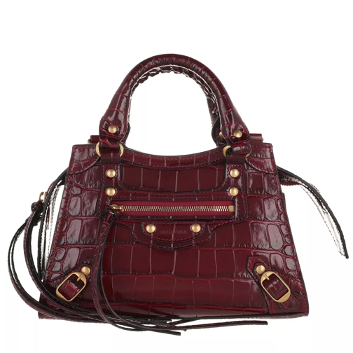 Balenciaga Neo Classic Mini Top Handle Bag Leather Dark Red Axelremsväska