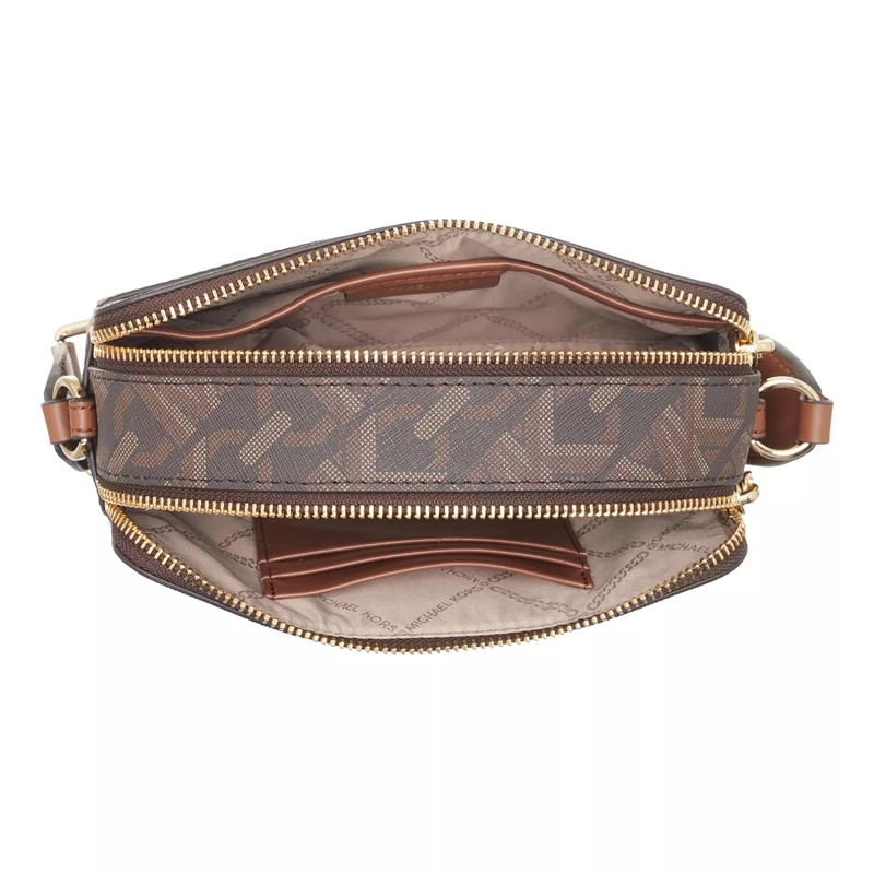 MICHAEL Michael Kors Crossbody Bag Jet Set Small Double Zip Camra Chain Xbody Brown Luggage(Image 5)