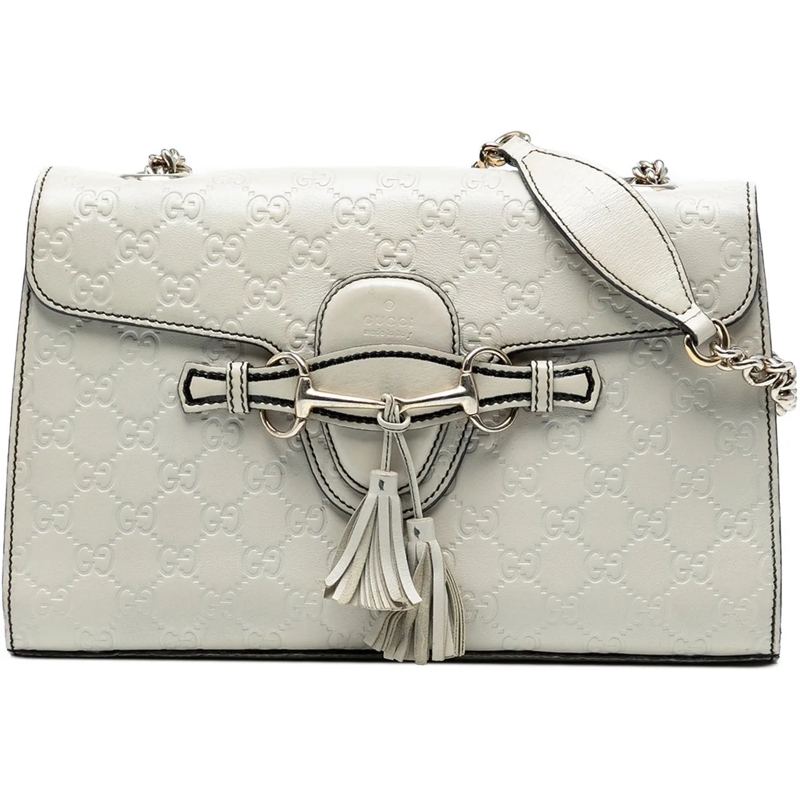 Gucci Schultertasche Medium Guccissima Emily Shoulder Bag weiß