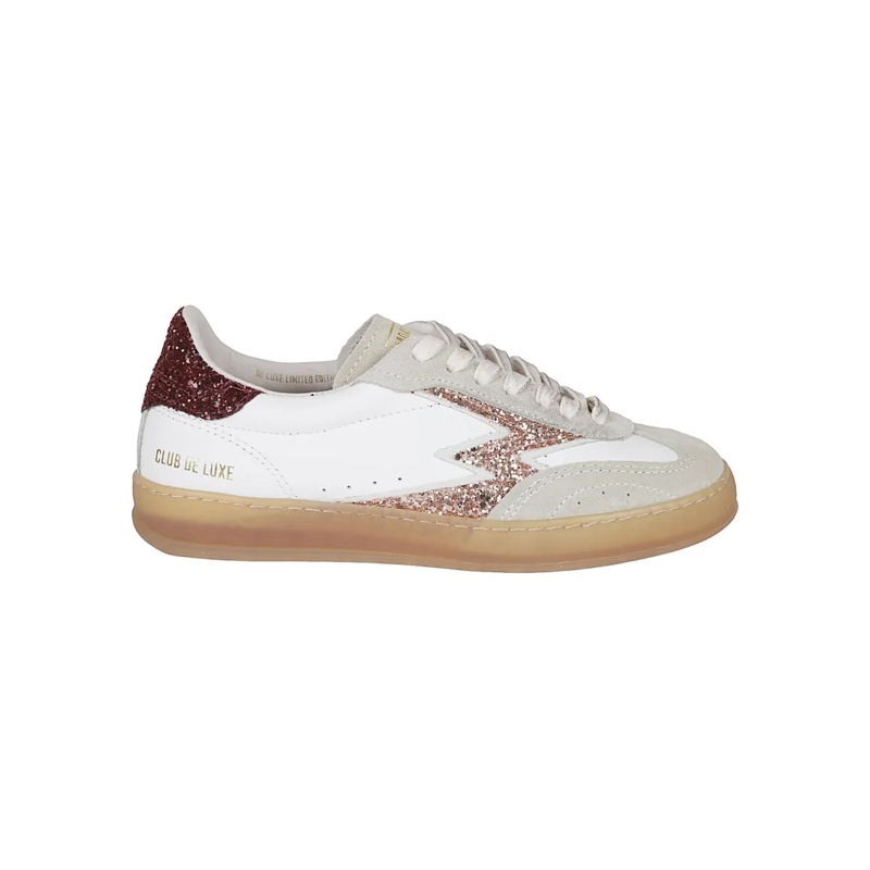 Moaconcept Sneaker basse Low-Top Sneakers With Burgundy Glitter And Pink Lo White