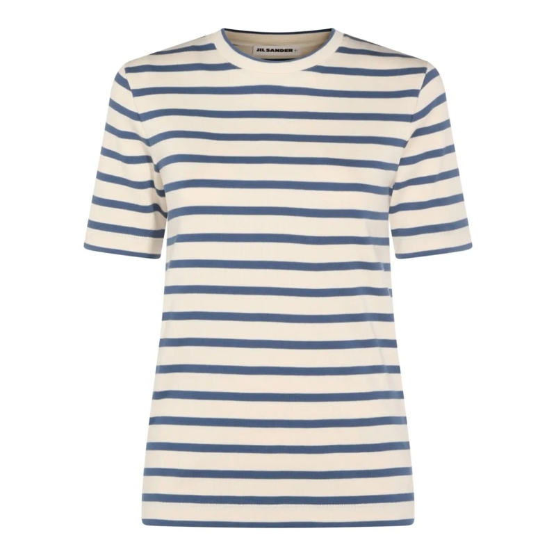 Jil Sander T-shirt White And Blue Cotton T-Shirt Multicolor