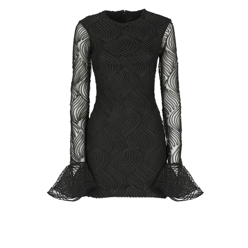 Rotate Mini robes Dress With Relief Pattern Black