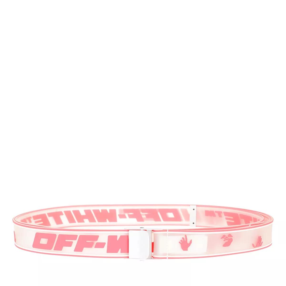 Off White Rubber Industrial Belt White Pink Geweven Riem