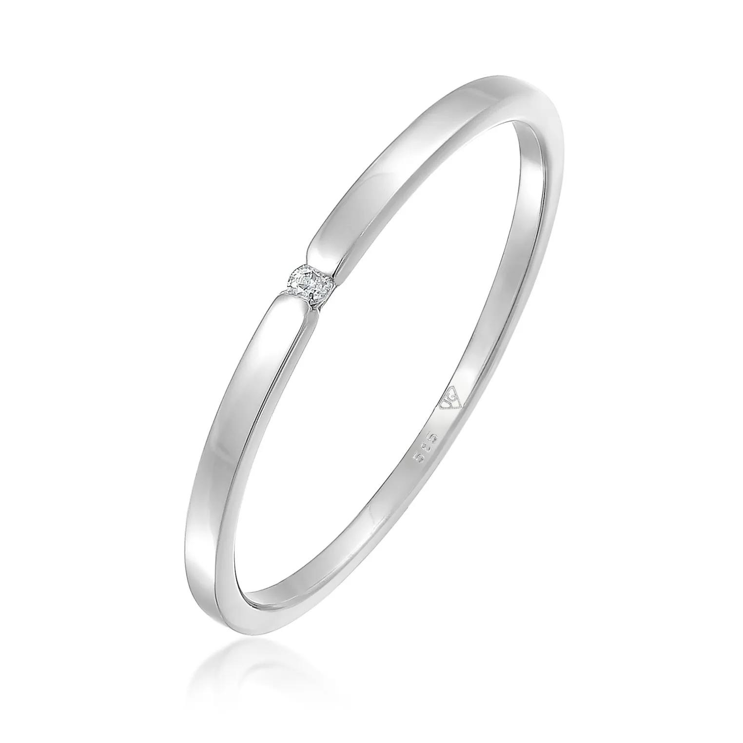 Elli Ringe - Ring Verlobungsring Diamant (0.015 ct.) 585 Weißgo - Gr. 52 MM - in Weiß - für Damen