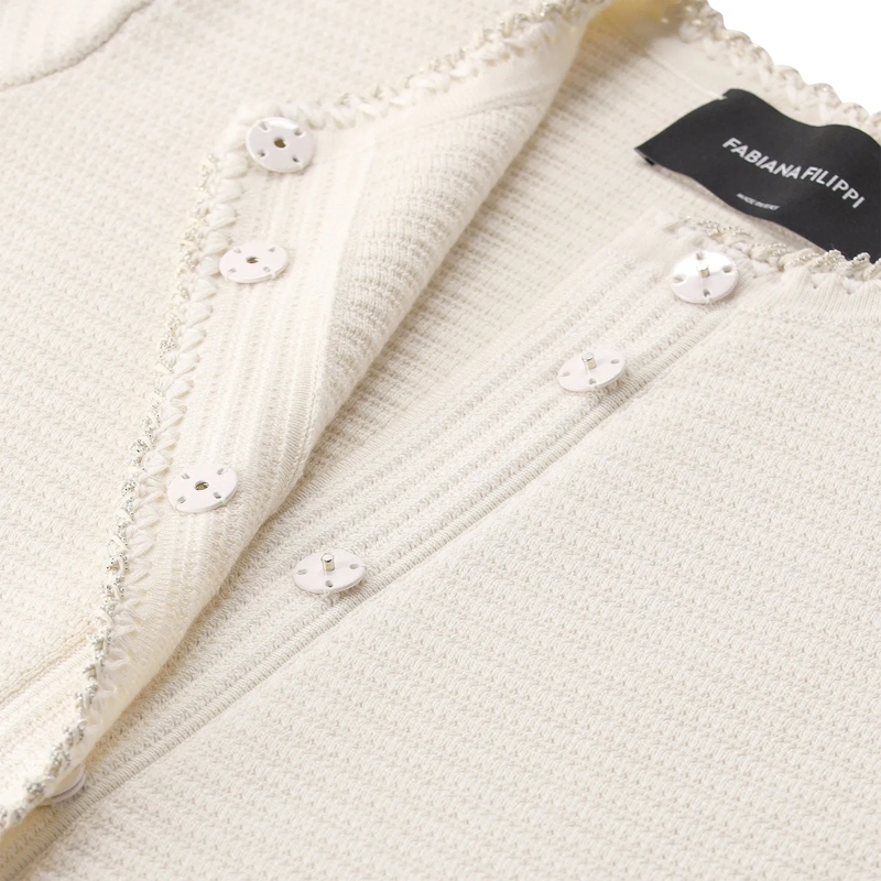 Fabiana Filippi Strickjacke Strickjacke aus Wollmix weiß(Image 5)