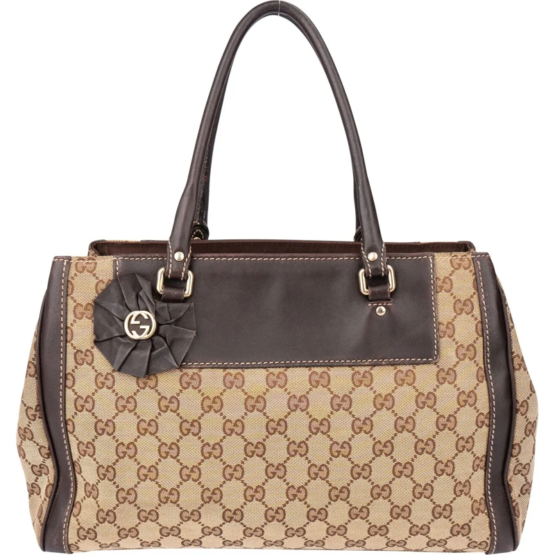 Gucci Schultertasche Gucci GG Monogram Flower Handbag braun