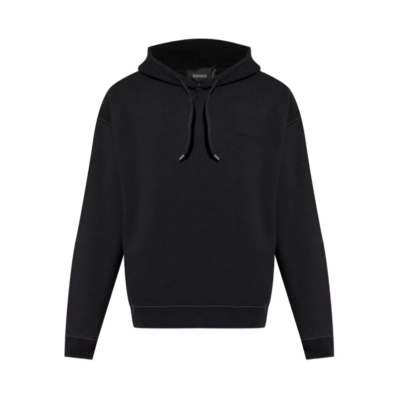 Dsquared2  Relaxed Fit Black Hoodie With Embossed Logo Black