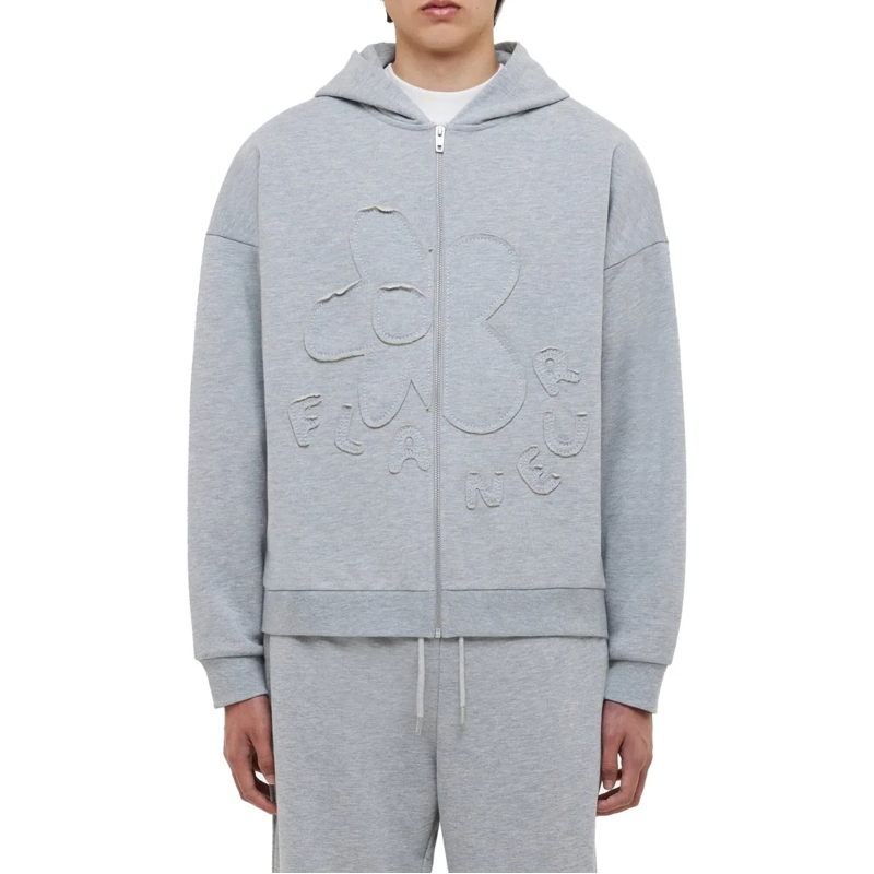 Flâneur  Blossom Patches Zip-Up Hoodie | Heather Grey grau