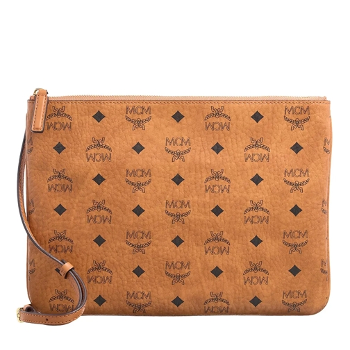 MCM Pochette Aren Vi Flat Pouch Med Co Cognac