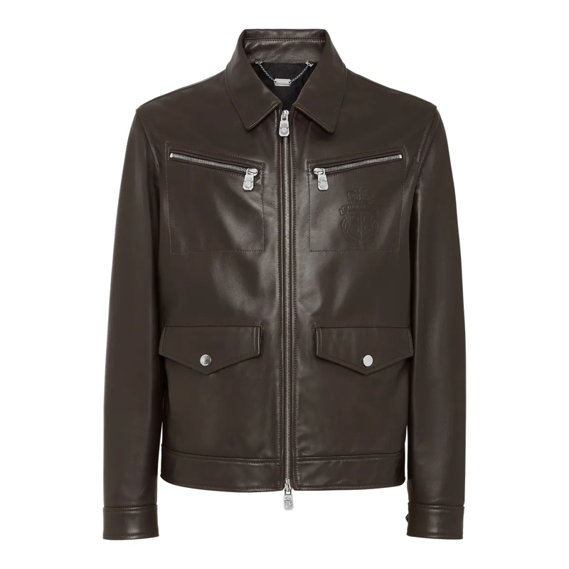 BILLIONAIRE Daunenjacke Lederjacke braun