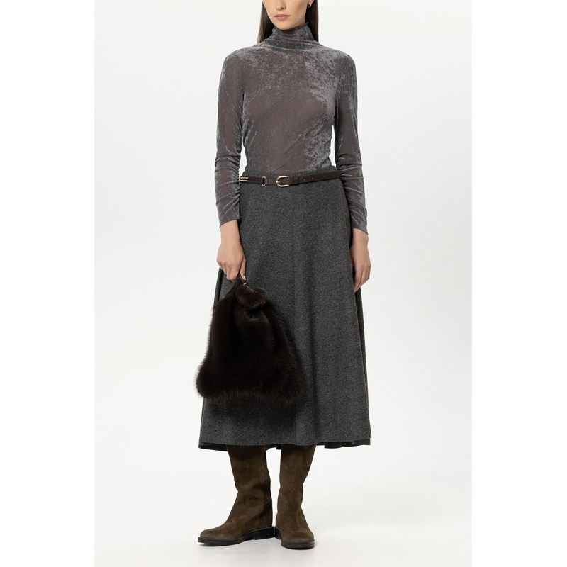 Luisa Cerano Trui met col Samt-Turtleneck-Shirt heather grey(Image 2)