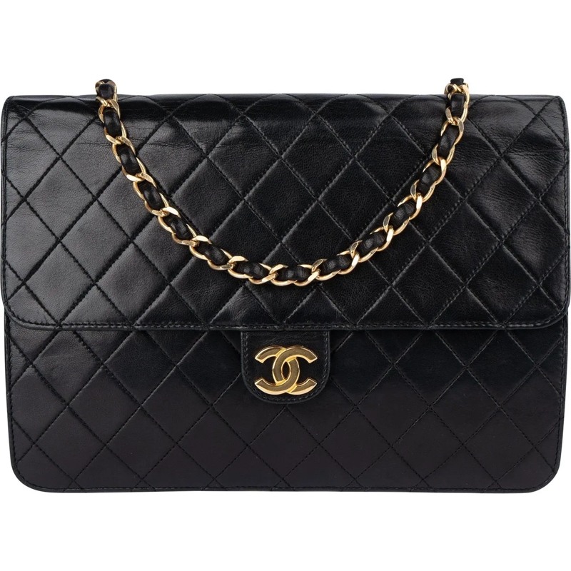 Chanel Tote Chanel Quilted Lambskin Single Flap Shoulder Bag schwarz