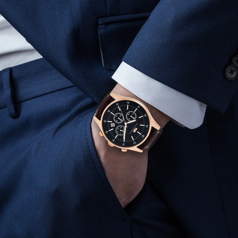 Rhodenwald & Söhne Automatikuhr Herren Armbanduhr Goodwill Echtleder rosegold(Image 2)