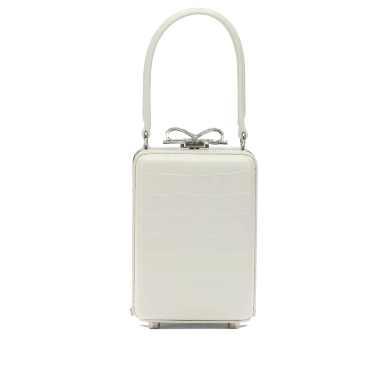 Self Portrait Clutch Mini Crocodile Leather Handbag White