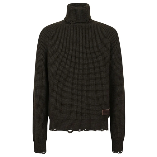 Dsquared2 Pull Tricot Wool Turtleneck With Embroidered Logo On He Green