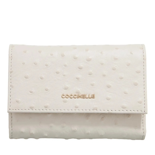 Coccinelle Metallic Ostrich Lambskin White Portemonnaie mit Überschlag