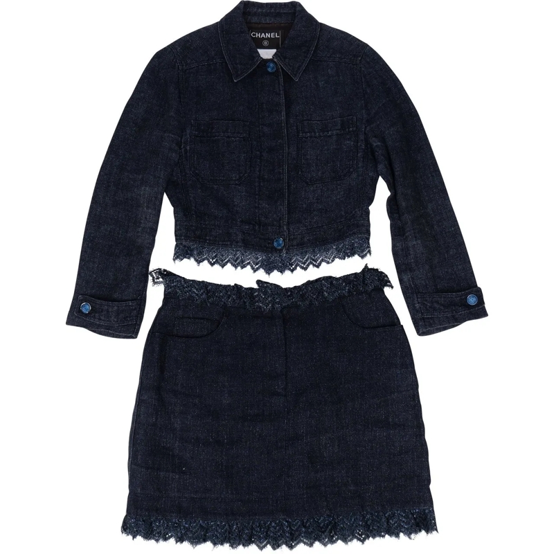 Chanel Minikleid Chanel Bleu Linen Catwalk Set (D 34 / FR 36) blau