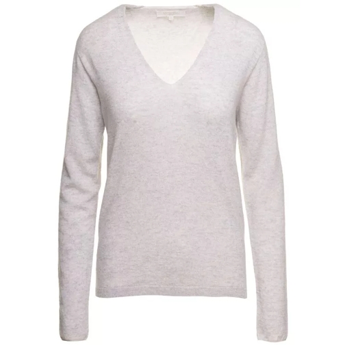 Antonelli Grey Sweater With V Neckline In Wool And Cashmere Grey 