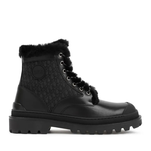 Christian Dior Black Leather And Canvas Boot Black Stiefel