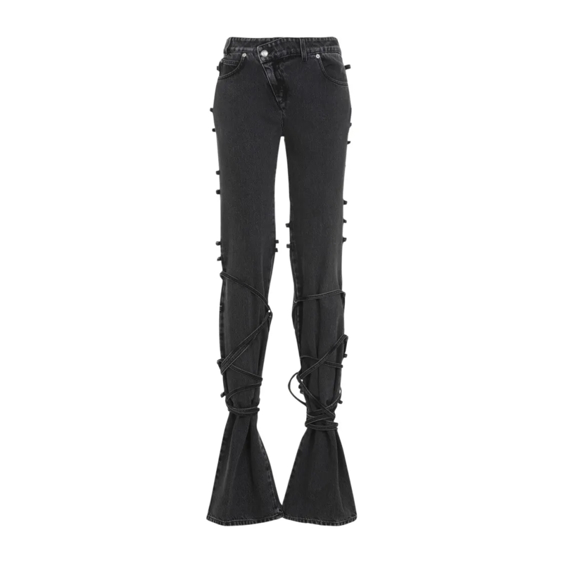 Alexander McQueen Jeans Flared Jeans With Unique Lace-Up Detailing Black