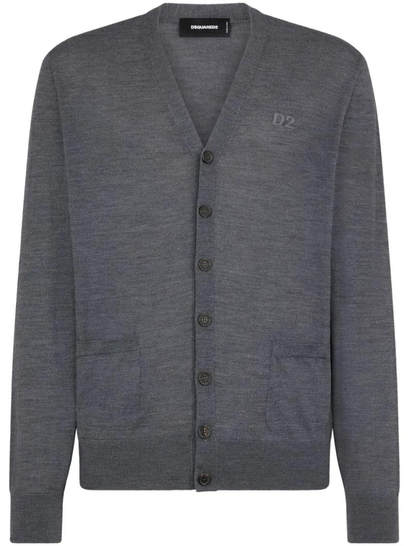 Dsquared2 - Dark Grey V-neck Cardigan - Größe XL - grau