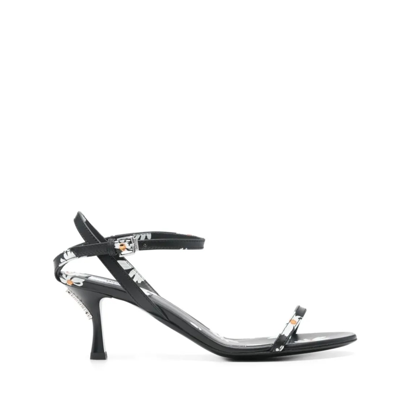 Moschino Sandalen Floral Print Black Sandals Black