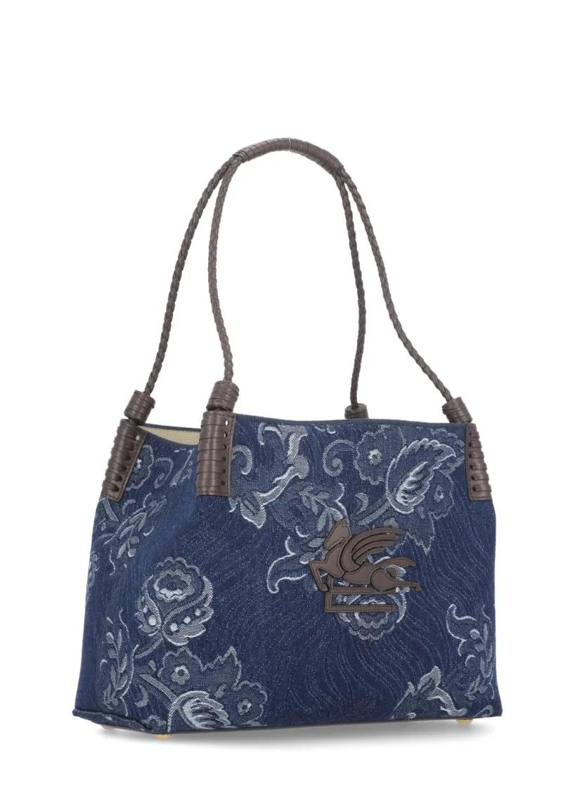 ETRO Hobo bags Libra Media Denim Jacquard Bag in blauw