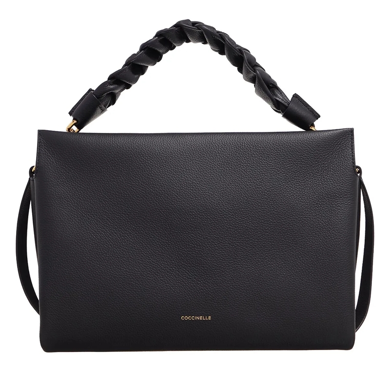 Coccinelle Crossbody Bag Boheme Grana Double Noir/Cognac