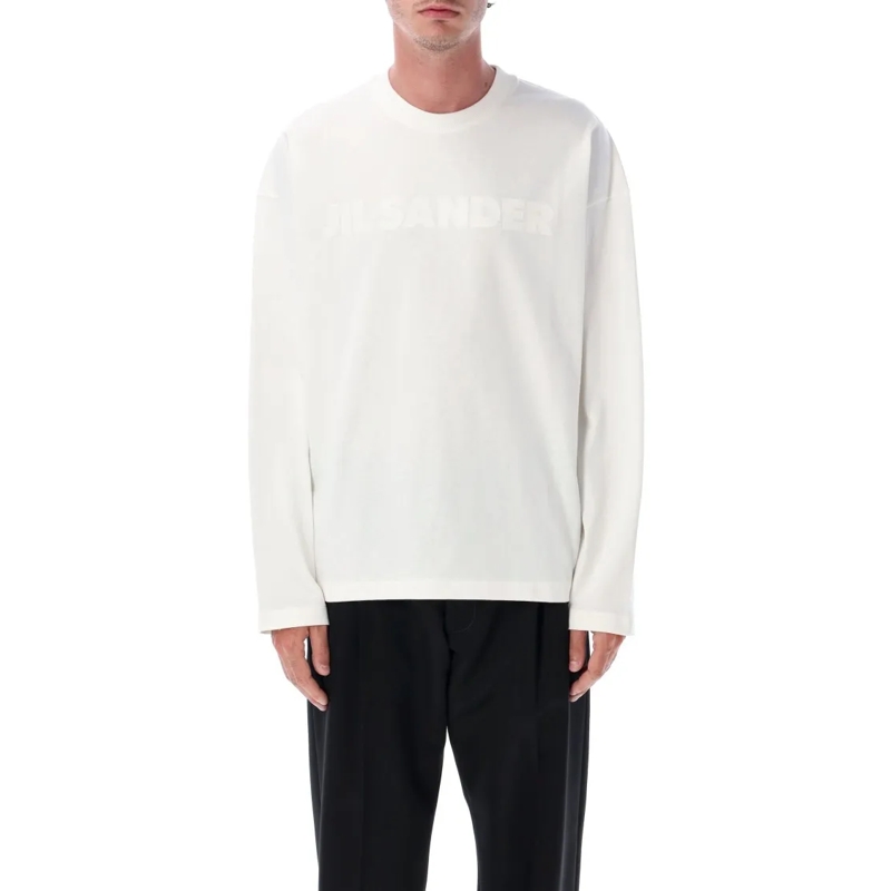 Jil Sander T-shirt Porcelain Cotton T-Shirt With Tonal Logo Print White
