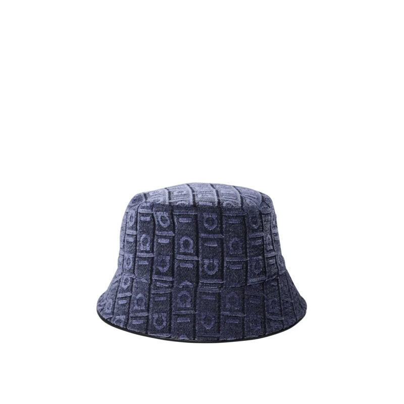 Salvatore Ferragamo Hoed Textured Blue Bucket Hat Blue