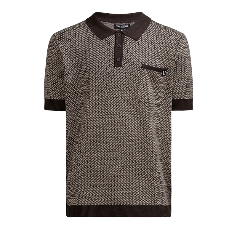 True Religion T-Shirt Poloshirt KNIT braun