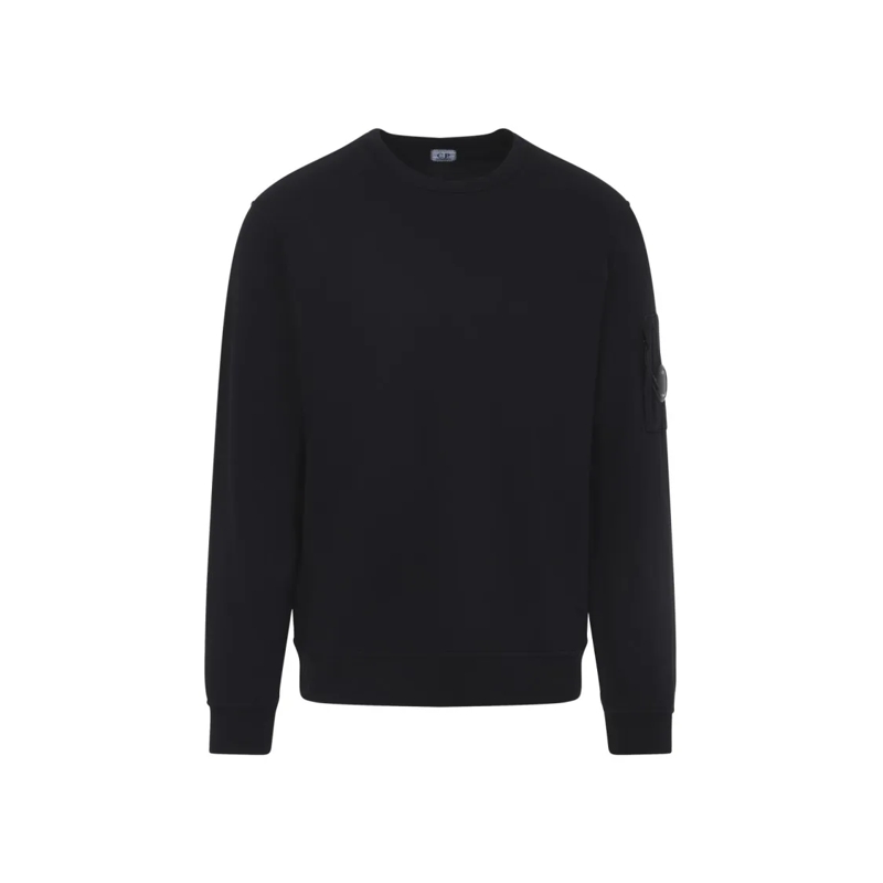 CP Company  Black Cotton Sweatshirt With Zippered Pocket Black