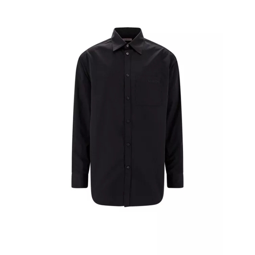 Valentino Cotton Shirt With Embroidered Logo Black 